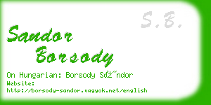 sandor borsody business card